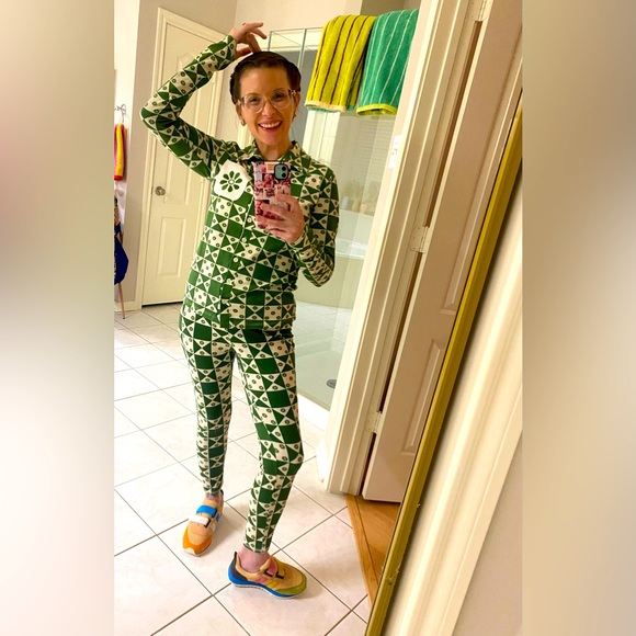 Lisa Says Gah Lonnie Leggings and Top Set, Floral Quilt Boonville Green, EUC, S - Picture 1 of 1